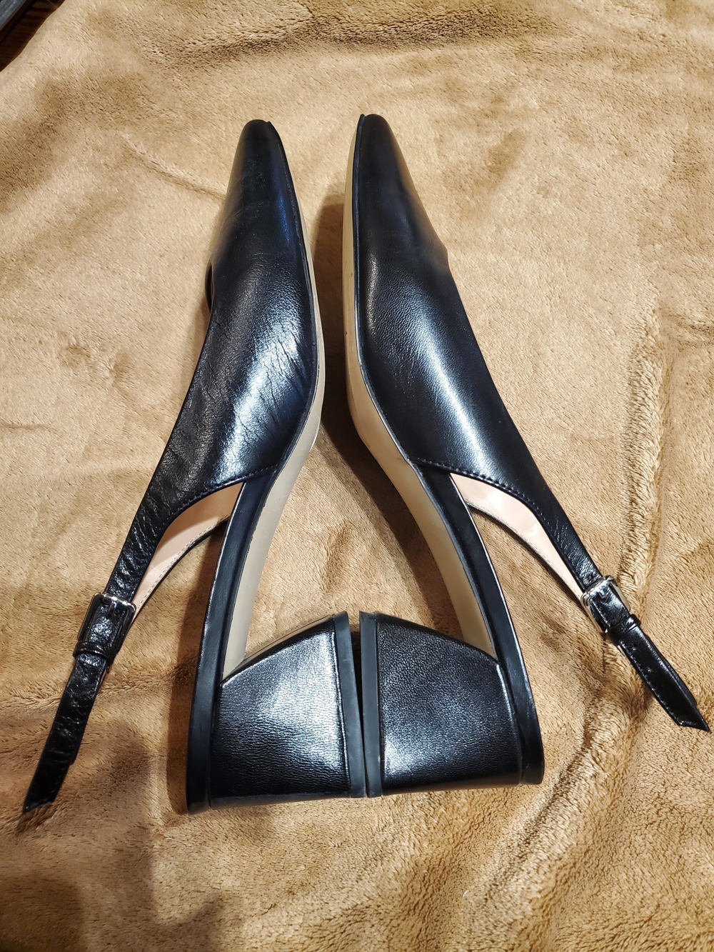 Franco Sarto Slingback Pointed-Toe Flats - Black 9.5 M - Picture 3 of 5
